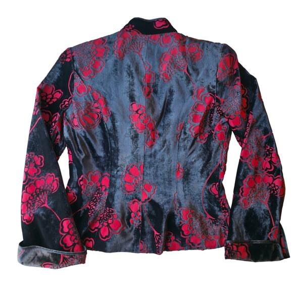 Romantic Goth Silk Blend Velvet Burnout Evening Jacket Floral Statement - Picture 8 of 15
